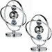 2 PACK 7.7W LED Table Lamp Warm White Unique Chrome Glass Bedside Ring Light Loops