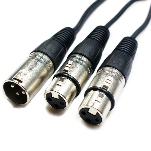 1.5m 3 Pin XLR Male to 2x Female Y Splitter Cable Audio Microphone Adapter Lead Loops