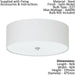 Flush Ceiling Light Colour Satin Nickel Shade White Fabric Glass Bulb E27 3x60W Loops