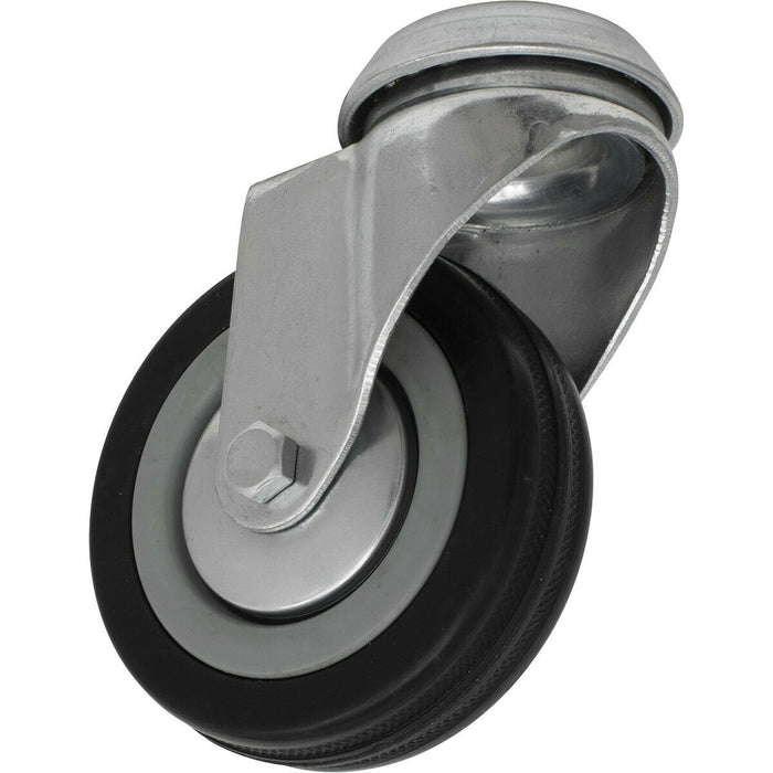 75mm Swivel Bolt Hole Castor Wheel - Rubber with Steel Centre - 23mm Tread Loops