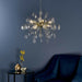 Multi Light Hanging Ceiling Pendant Gold & Glass Droplets Feature Star Rods Lamp Loops