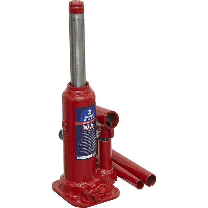 2 Tonne Bottle Jack - Machine Welded Base & Reservoir - 316mm Maximum Height Loops