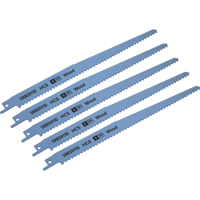 5 PACK 230mm HCS Reciprocating Saw Blade - 6 TPI - Milled Side Set Teeth Loops