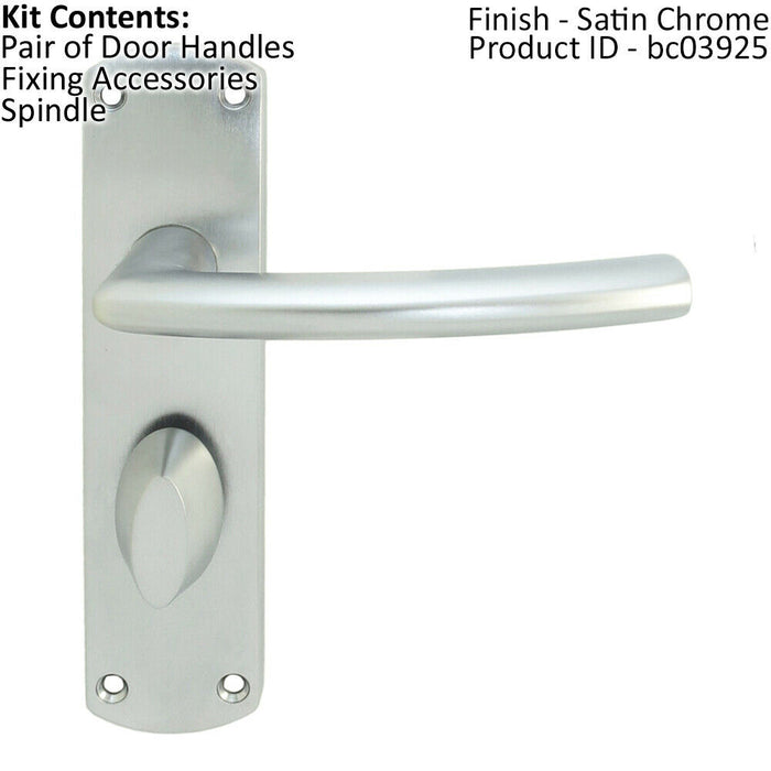 Curved Bar Lever on Bathroom Backplate Door Handle 170 x 42mm Satin Chrome Loops