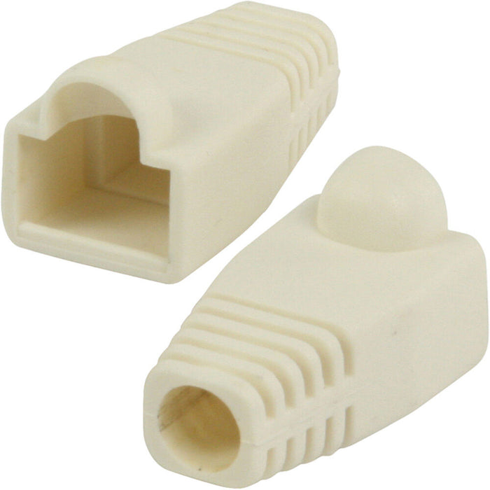 100x White RJ45 Strain Relief Network Cable CAT5/6 Connector Boot Cover Cap End Loops