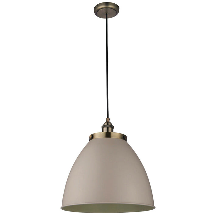 Hanging Ceiling Pendant Light GREY & ANTIQUE BRASS Industrial Lamp Bulb Holder Loops