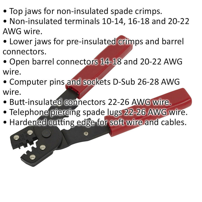 Non-Ratcheting Crimping Tool - Insulated & Non-Insulated Terminals - Twin Jaws Loops