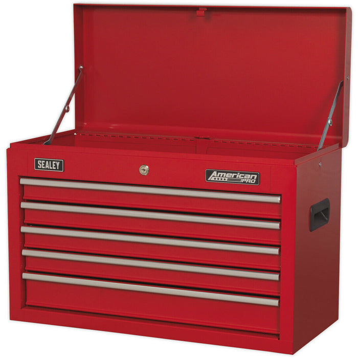 660 x 305 x 430mm RED 5 Drawer Topchest Tool Chest Storage Unit - High Gloss Loops