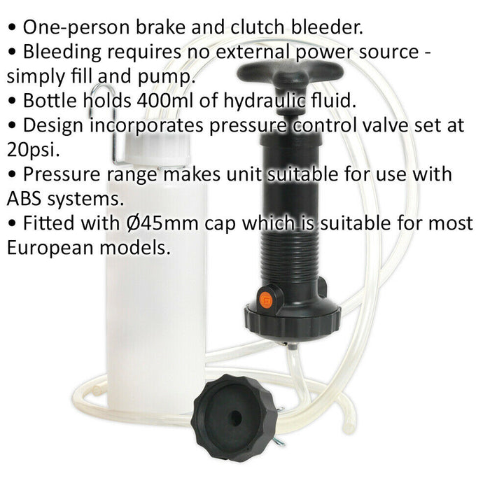 Brake & Clutch Bleeder - 400ml Capacity - Suitable for ABS Systems - 45mm Cap Loops