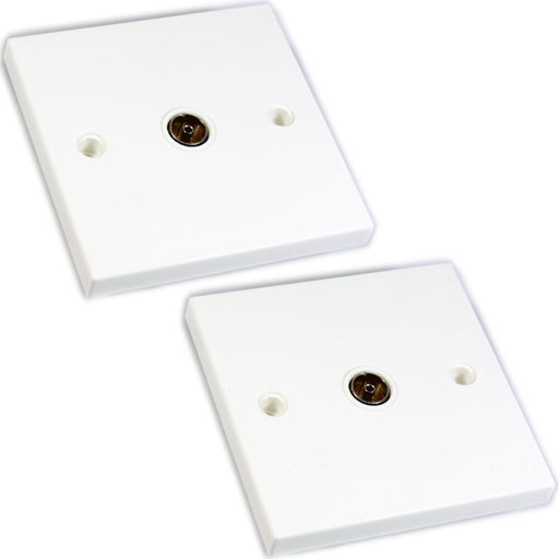 2x Single Aerial Coaxial Socket Wall Face Plate TV Outlet Female Solder UHF Loops