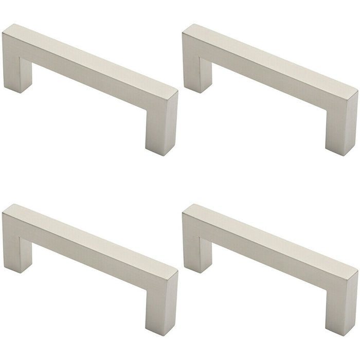 4x Square Mitred Door Pull Handle 169 x 19mm 150mm Fixing Centres Satin Steel Loops
