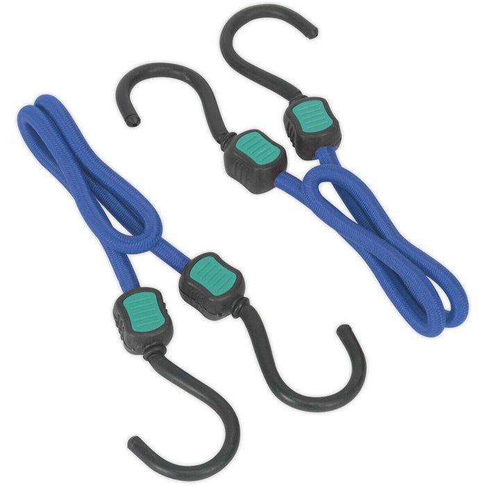 2 Piece 460mm Bungee Cord Set - Nylon Coated Steel Hooks - 1100mm Stre —  LoopsDirect