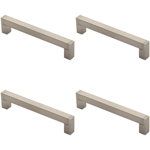 4x Square Section Bar Pull Handle 175 x 15mm 160mm Fixing Centres Satin Nickel Loops