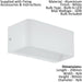 2 PACK Wall Light Colour White Long Box Structure Snug Fitting LED 10W Included Loops
