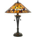 Tiffany Glass Table Lamp Light Dark Bronze & Rich Colours Floral Shade i00175 Loops