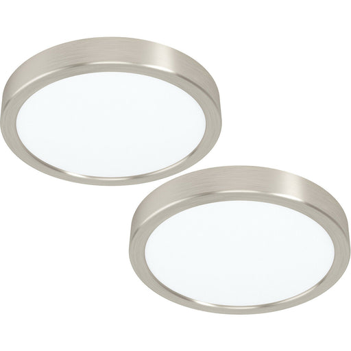 2 PACK Wall / Ceiling Light Satin Nickel 210mm Round Surface 16.5W LED 3000K Loops