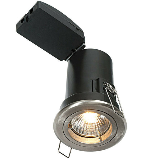 Fixed FIRE RATED GU10 Lamp Ceiling Down Light Nickel PUSH FIT FAST FIX Spotlight Loops