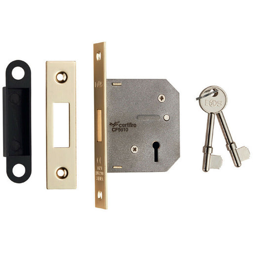 64mm 3 Lever BS Deadlock Square Forend Electro Brassed Door Security Latch Loops