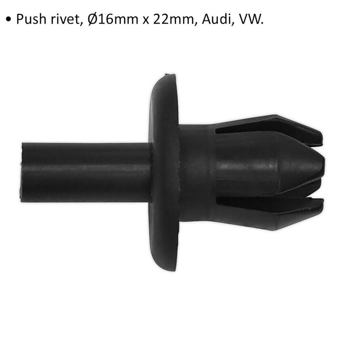 20 PK Black Push Rivet Trim Clip - 16mm x 22mm - Suitable for Audi & VW Vehicles Loops