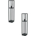 2 PACK IP44 Outdoor Bollard Light Black Cast Aluminium Box 40W E27 Tall Post Loops