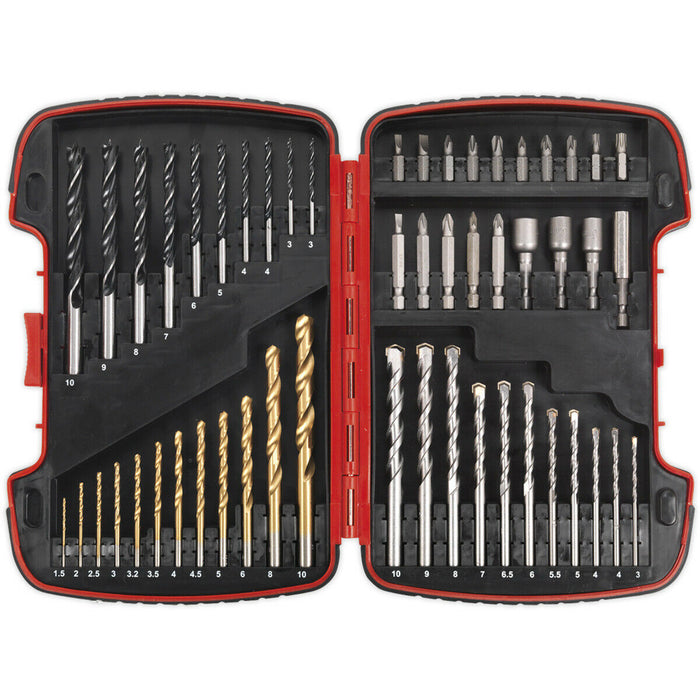 52 Piece Drill & Bit Accessory Set - 25 & 50mm Bits - Magnetic Nut Holders Loops