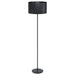Floor Lamp Light Black Shade Round Black Fabric Long Slim Stem Bulb E27 1x40W Loops