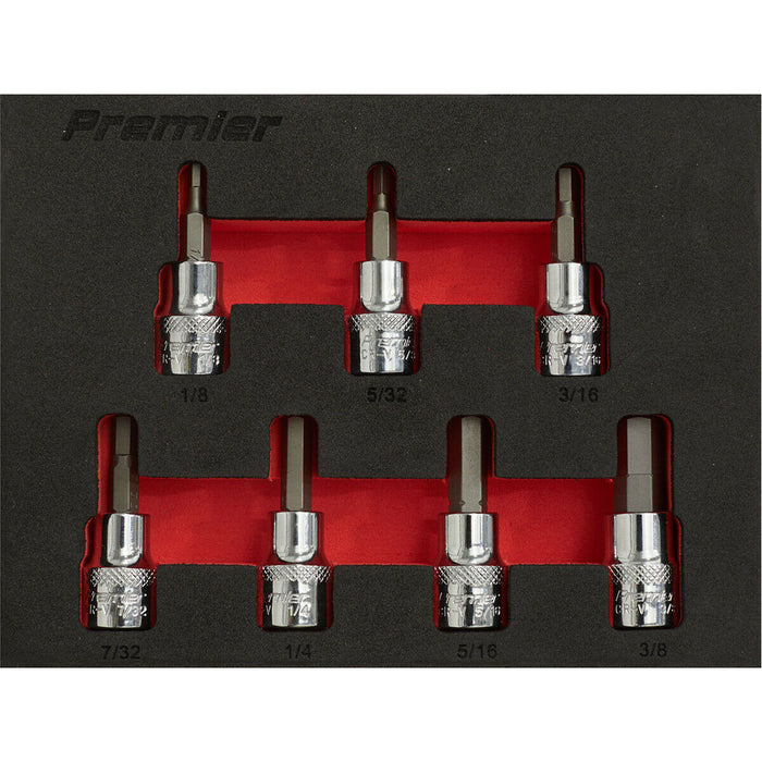 7 PACK Imperial Male Hex Bit Set - 3/8" Square Drive Socket - Premium S2 STEEL Loops