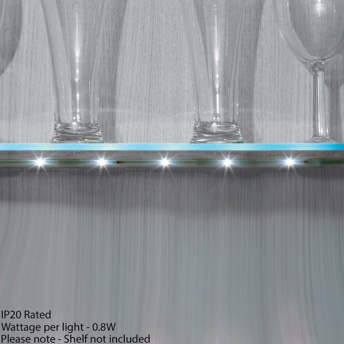 450mm Clip On LED Shelf Kit COOL WHITE 2x Glass Illuminated Kitchen Unit Lights Loops