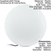 4 PACK IP65 Outdoor Garden Ball Light White Plastic 1x 40W E27 500mm Globe Loops