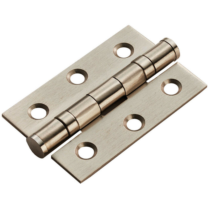 Door Handle & Bathroom Lock Pack Satin Nickel Rounded Low Profile Backplate Loops
