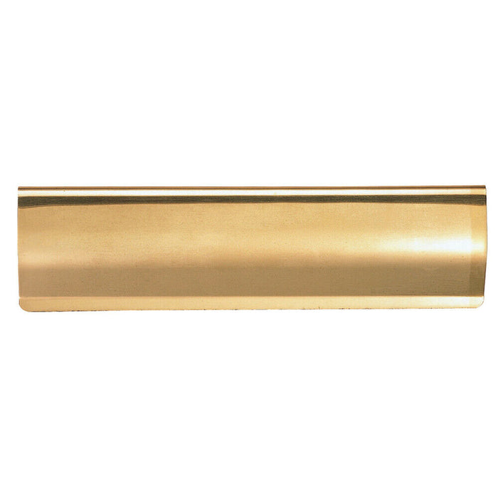 Curved Letterbox Cover Interior Letter Tidy Flap 355 x 127mm Polished Brass Loops