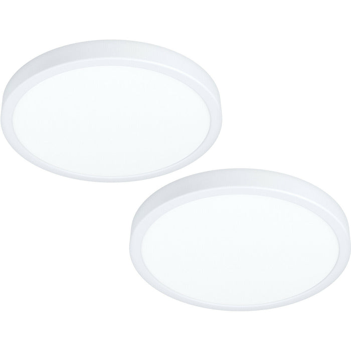 2 PACK Wall Flush Ceiling Light Colour White Shade White Plastic LED 20W Incl Loops