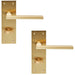 2x PAIR Straight Bar Handle on Slim Bathroom Backplate 150 x 50mm Satin Brass Loops