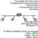 LED Adjustable Ceiling Spotlight Chrome Plate Quad GU10 Kitchen Bar Downlight Loops