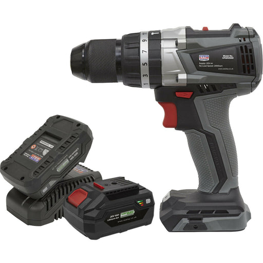 20V Brushless Hammer Drill Driver Kit - Includes 2 x Batteries & Charger - Bag Loops