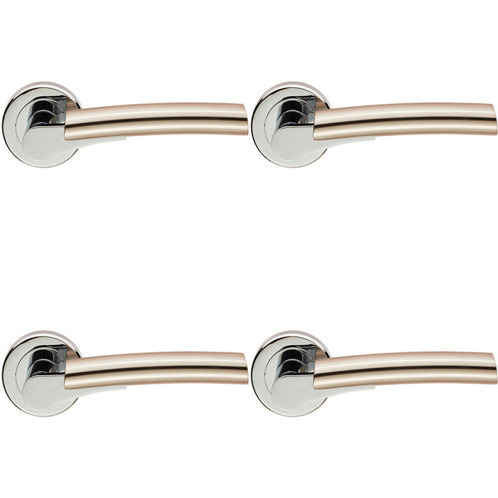 4x PAIR Two Part Lever on Round Rose Concealed Fix Polished Chrome Satin Nickel Loops