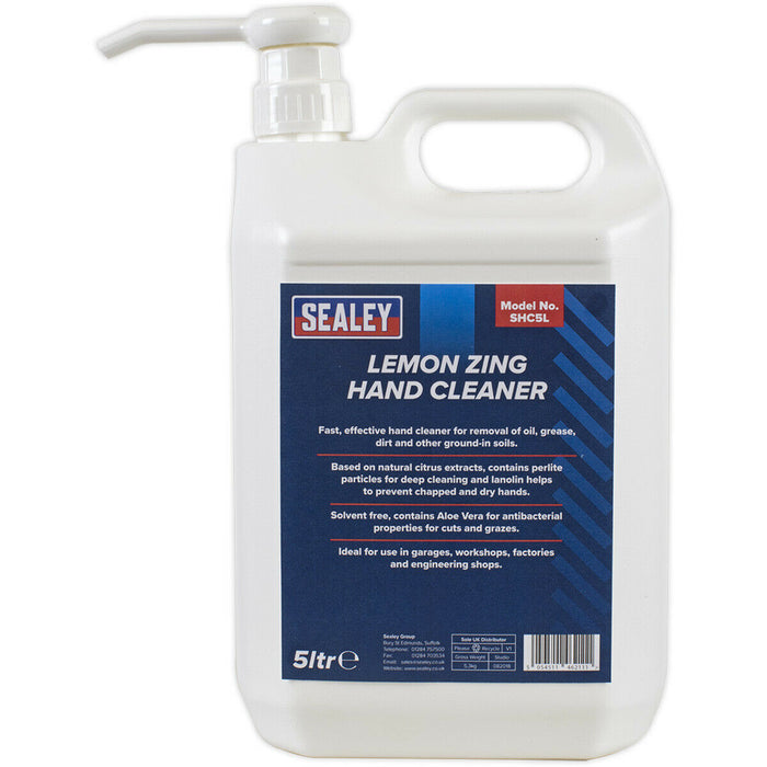 5L Lemon Zing Hand Cleaner - Oil Grease & Dirt - Solvent-Free - Dispensing Pump Loops