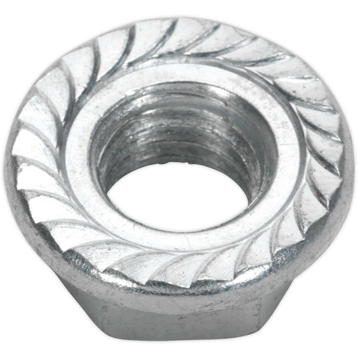 Pack of 50 Zinc Plated Serrated Flange Nut - 1.75mm Pitch - M12 - DIN 6923 Loops