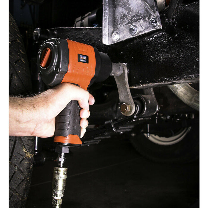 Composite Air Impact Wrench - 1/2 Inch Sq Drive - Lightweight Twin Hammer Design Loops
