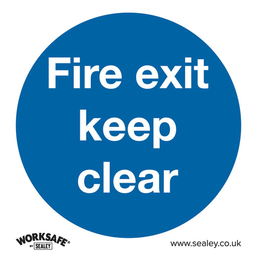 1x FIRE EXIT KEEP CLEAR Health & Safety Sign - Self Adhesive 200 x 200mm Sticker Loops