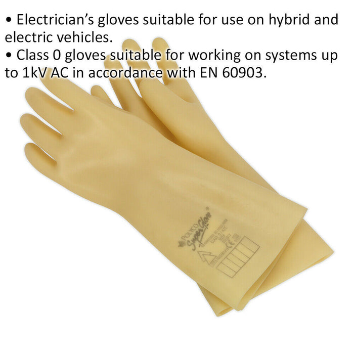 PAIR 1kV Electricians Safety Gloves - Class 0 - Hybrid & Electric - EN 60903 Loops