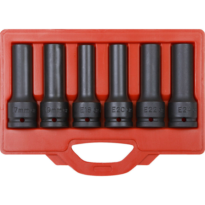 6pc TRX Star Female DEEP IMPACT Socket Bit Set - 3/4" Square Drive - 12 Point Loops