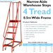 4 Tread x 0.5m Wide Narrow Aisle Warehouse Stairs 1.8m Non Slip Platform Steps Loops