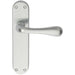 Door Handle & Latch Pack Satin Chrome Smooth Flared Lever Rounded Backplate Loops