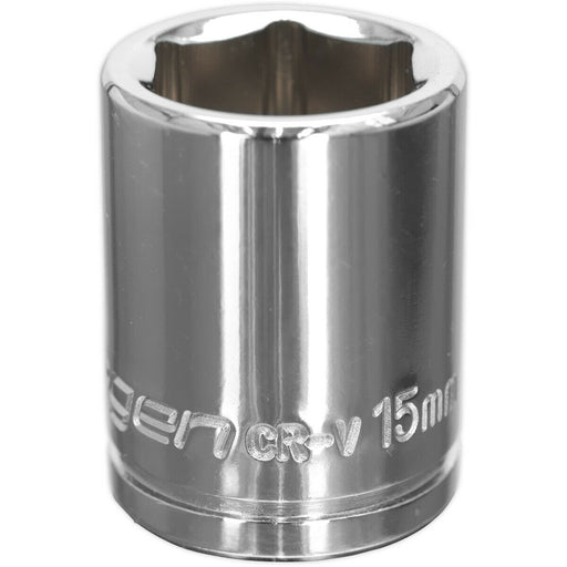 15mm Chrome Plated Drive Socket - 3/8" Square Drive - High Grade Carbon Steel Loops