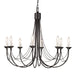 8 Bulb Chandelier LIght Gothic Style Ivory Colour Candle Tube Black LED E14 60W Loops