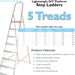 1.1m Lightweight Aluminium Platform Step Ladders 5 Tread Anti Slip DIY Steps Loops
