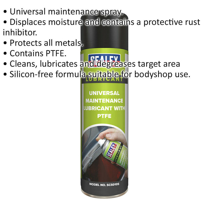 6 PACK 500ml Universal Maintenance Lubricant with PTFE - Silicon Free Formula Loops