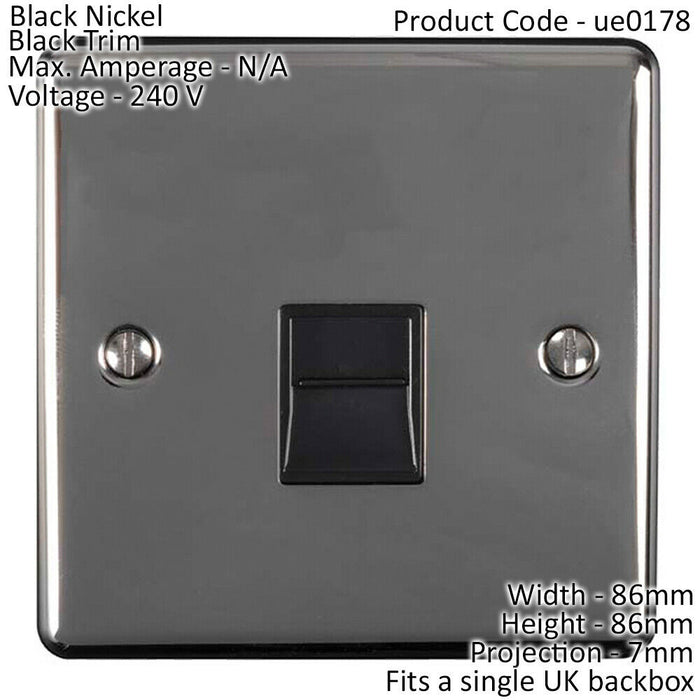 BT Master Single Telephone Socket BLACK NICKEL & Black PSTN Line Wall Face Plate Loops