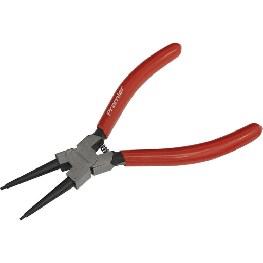 140mm Straight Nose Internal Circlip Pliers - Spring Loaded Jaws - Non-Slip Tips Loops